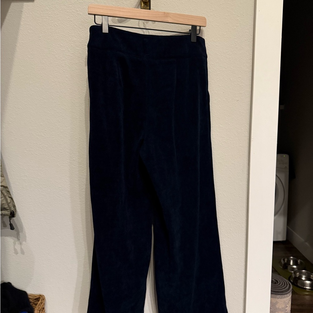 Dark Blue Wide-Leg Corduroy Trousers